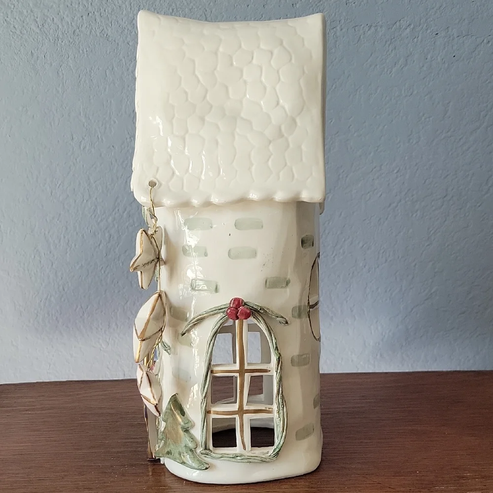 Ceramic Holiday House with Stars and Heart